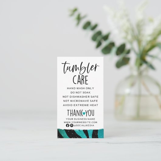 Blauwgroen en zwart Tumbler Care Visitekaartje (Staand voorkant)