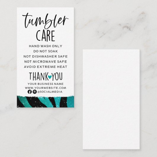 Blauwgroen en zwart Tumbler Care Visitekaartje (Voorkant / Achterkant)
