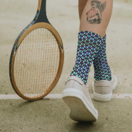 Blauwgroen en zwart-wit Eyes Pattern Cool Quirky F Sokken