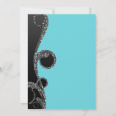 Blauwgroen en zwart Zilveren Glitter Swirl Sweet 1 Kaart (Achterkant)