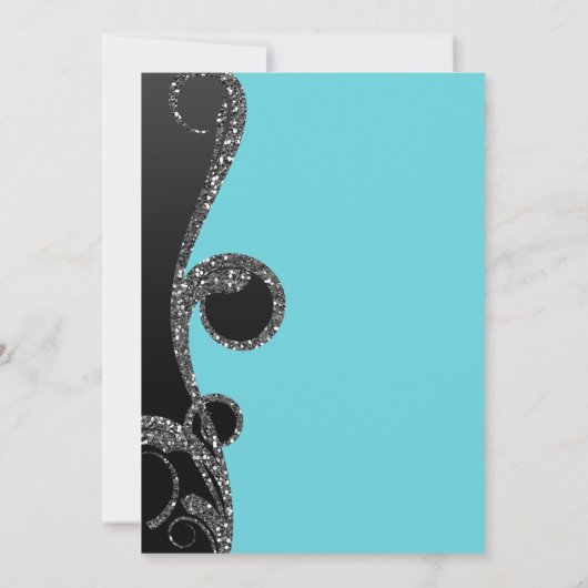 Blauwgroen en zwart Zilveren Glitter Swirl Sweet 1 Kaart (Achterkant)