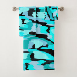 Blauwgroen en zwarte Abstracte afdrukken Bad Handdoek