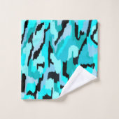 Blauwgroen en zwarte Abstracte afdrukken Bad Handdoek (Wasdoekje)