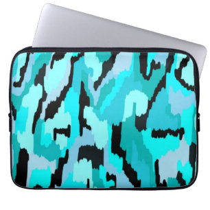 Blauwgroen en zwarte Abstracte afdrukken Laptop Sleeve