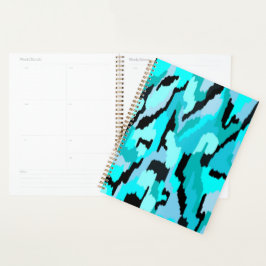 Blauwgroen en zwarte Abstracte afdrukken Planner