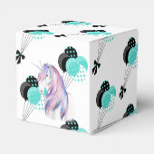 Blauwgroen en zwarte ballon viering bedankdoosjes (Achterkant)