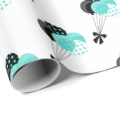 Blauwgroen en zwarte ballon viering cadeaupapier (Rol Hoek)