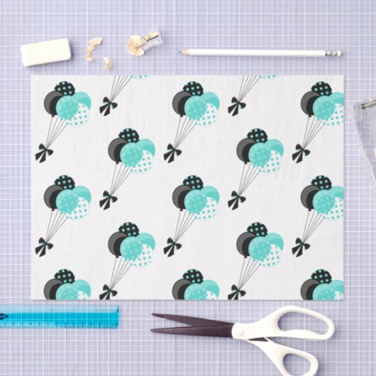 Blauwgroen en zwarte ballon viering tissuepapier (Craft)