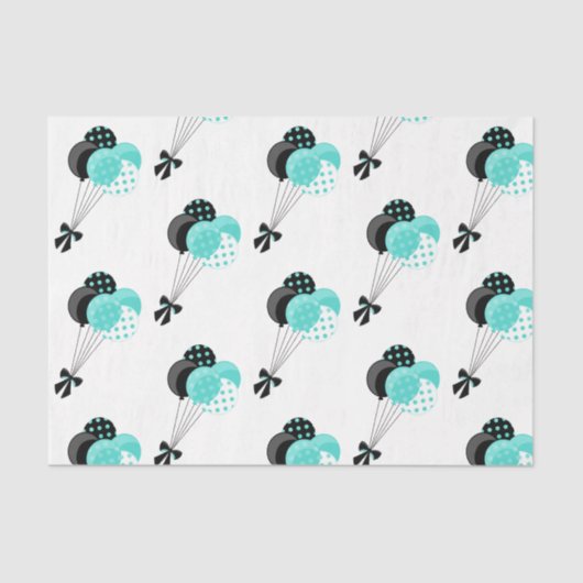 Blauwgroen en zwarte ballon viering tissuepapier (Voorkant)