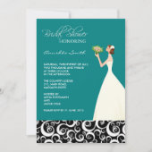 Blauwgroen en zwarte Bridal Shower-uitnodigingen Kaart (Voorkant)