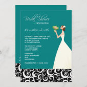 Blauwgroen en zwarte Bridal Shower-uitnodigingen Kaart (Voorkant / Achterkant)