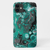 Blauwgroen en zwarte bubbels digitale vloeistofsce Case-Mate iPhone case (Achterkant)