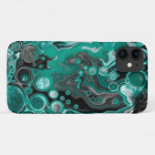 Blauwgroen en zwarte bubbels digitale vloeistofsce Case-Mate iPhone case (Achterkant (horizontaal))