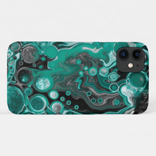 Blauwgroen en zwarte bubbels digitale vloeistofsce Case-Mate iPhone case (Achterkant (horizontaal))