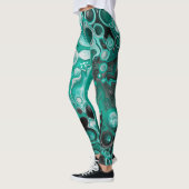 Blauwgroen en zwarte bubbels digitale vloeistofsce leggings (Links)
