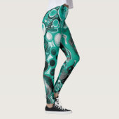 Blauwgroen en zwarte bubbels digitale vloeistofsce leggings (Rechts)