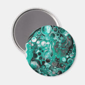 Blauwgroen en zwarte bubbels digitale vloeistofsce magneet (Voorkant / Achterkant)
