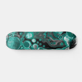 Blauwgroen en zwarte bubbels digitale vloeistofsce persoonlijk skateboard (Horizontaal)