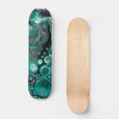 Blauwgroen en zwarte bubbels digitale vloeistofsce persoonlijk skateboard (Voorkant)