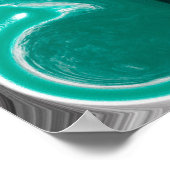 Blauwgroen en zwarte bubbels digitale vloeistofsce poster (Hoek)