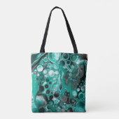 Blauwgroen en zwarte bubbels digitale vloeistofsce tote bag (Achterkant)