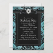 Blauwgroen en zwarte Damask Bachelorette Party Kaart (Voorkant)