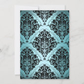 Blauwgroen en zwarte Damask Bachelorette Party Kaart (Achterkant)