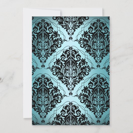 Blauwgroen en zwarte Damask Bachelorette Party Kaart (Achterkant)