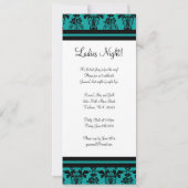 Blauwgroen en zwarte Damask Bachelorette Party Kaart (Achterkant)