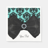 Blauwgroen en zwarte Damask Bling Bow Glam Sweet 1
