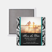 Blauwgroen en zwarte damast Sla de datummagneet op Magneet (Voorkant / Achterkant)