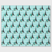 Blauwgroen en zwarte Eiffeltoren Parijs Cadeaupapier (Vlak)