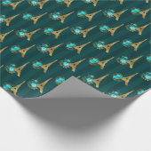 Blauwgroen en zwarte Eiffeltoren Parijs Cadeaupapier (Hoek)