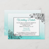 Blauwgroen en zwarte Elegant Weddenschap-kaart Informatiekaartje (Voorkant / Achterkant)