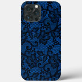 Blauwgroen en zwarte faux kant Case-Mate iPhone case (Achterkant)