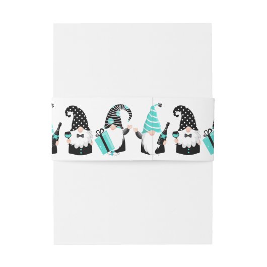 Blauwgroen en zwarte feestdagen uitnodigingen wikkel (Achterkant Voorbeeld)