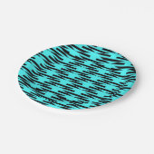 Blauwgroen en zwarte geometrische kenmerken papieren bordje (Gekanteld)