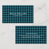 Blauwgroen en zwarte gepineerde gecheckte Visiteka Visitekaartje (Voorkant / Achterkant)
