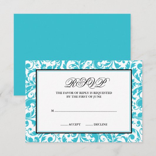 Blauwgroen en zwarte kaart met Damasblazer (Voorkant / Achterkant)