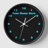 Blauwgroen en Zwarte Klok Aangepaste Tekstkleuren  (Voorkant)