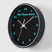 Blauwgroen en Zwarte Klok Aangepaste Tekstkleuren  (Hoek)
