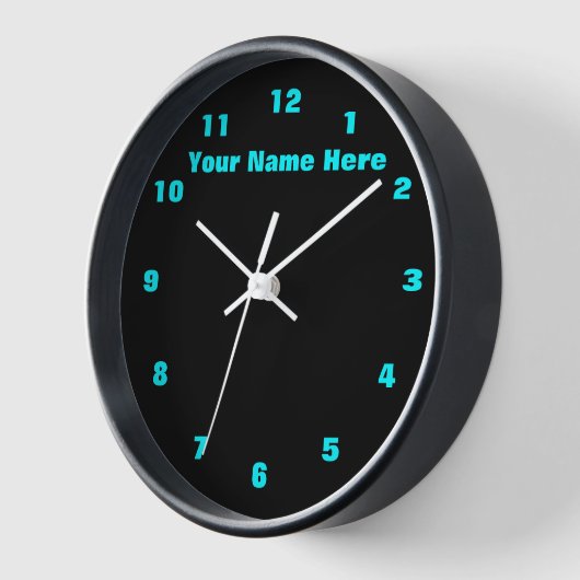 Blauwgroen en Zwarte Klok Aangepaste Tekstkleuren  (Hoek)