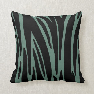 Blauwgroen en zwarte moderne Zebrastripes Kussen