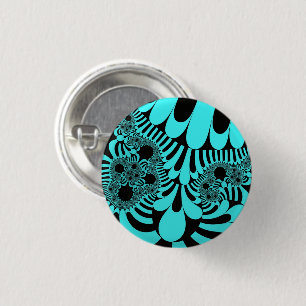 Blauwgroen en zwarte modus ronde button 3,2 cm