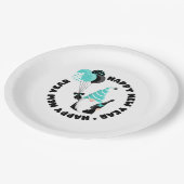 Blauwgroen en zwarte nieuwjaarsviering papieren bordje (Gekanteld)