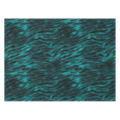 Blauwgroen en zwarte Ombre Glam Glitter Tiger Stri Tafelkleed (Voorkant (Horizontaal))