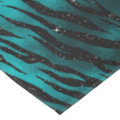 Blauwgroen en zwarte Ombre Glam Glitter Tiger Stri Tafelkleed (Gekanteld)