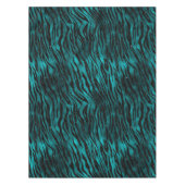 Blauwgroen en zwarte Ombre Glam Glitter Tiger Stri Tafelkleed (Voorkant)