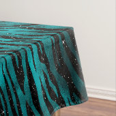 Blauwgroen en zwarte Ombre Glam Glitter Tiger Stri Tafelkleed (Voorbeeld)
