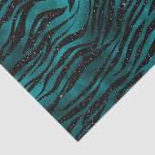 Blauwgroen en zwarte Ombre Glam Glitter Tiger Stri Tissuepapier (Detail)